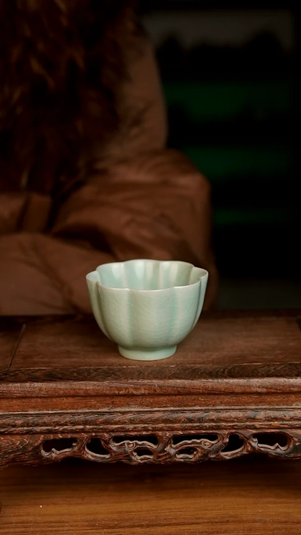 杯微天青海棠杯开片