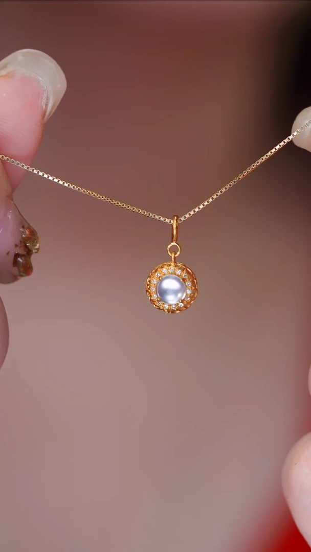 吊坠(不含链)18K金镶嵌翡翠23