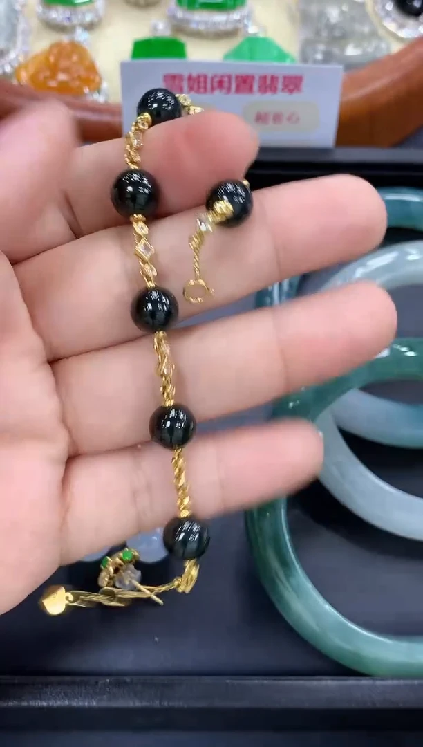 18K金镶嵌手链翡翠510-中国好珍宝