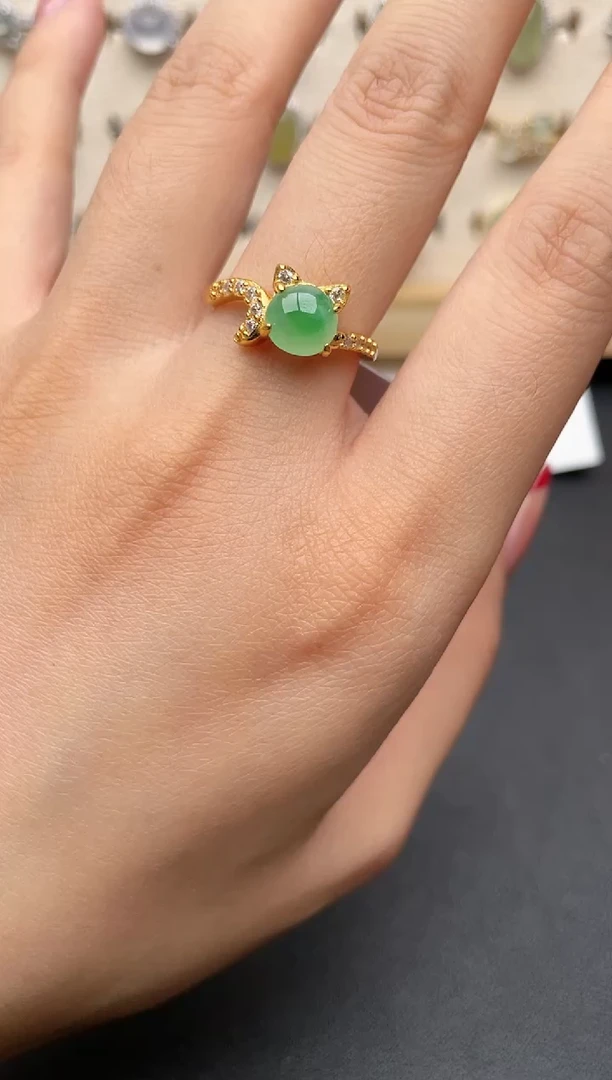 【闪购商品】翡翠戒指银S925镶嵌一物一证一礼盒