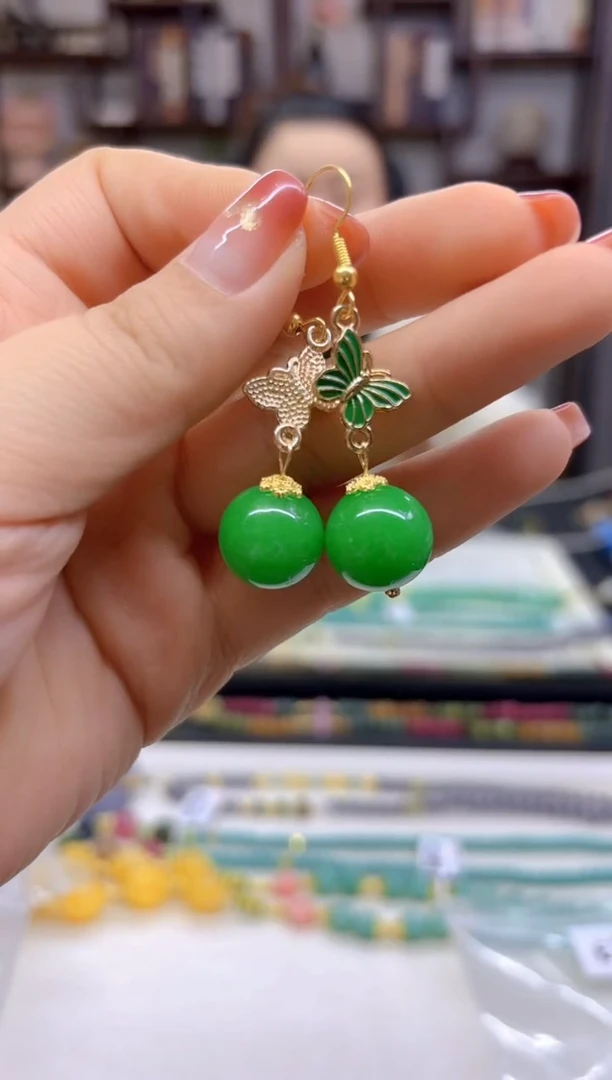 【闪购商品】翡翠耳饰14K金镶嵌耳坠E743