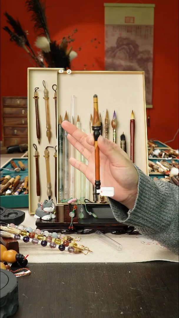 96号孤品高货毛笔链接 清水试笔 蘸墨不退