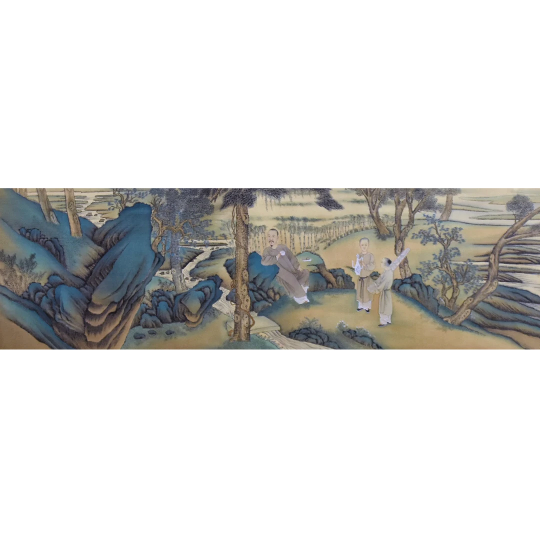 HM0628 松山品茗图 30×100cm 绢本镜片 2.7平尺