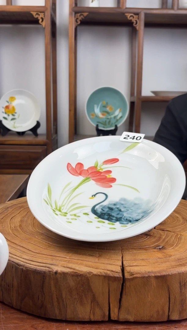 瓷片国韵瓷坊-手工手绘圆鱼盘240