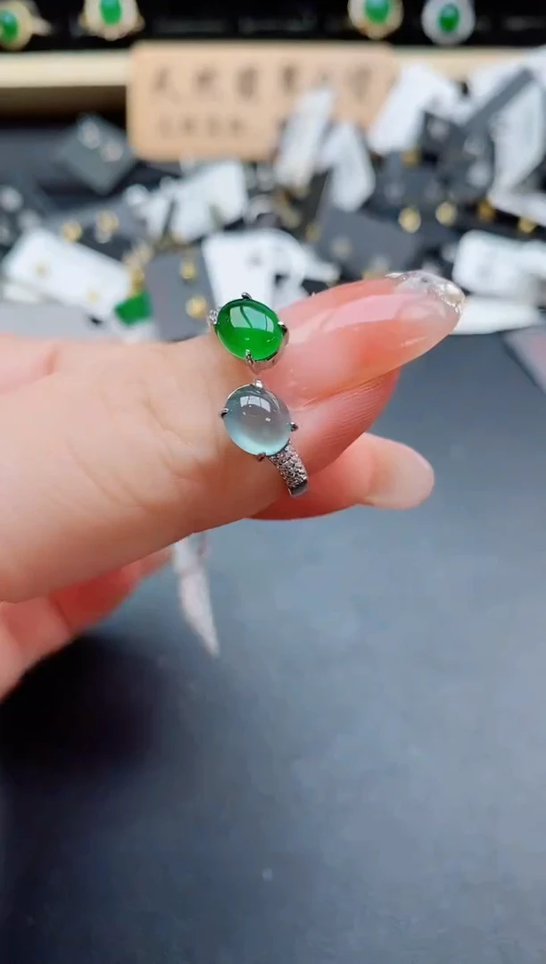 银S925镶嵌戒指翡翠1