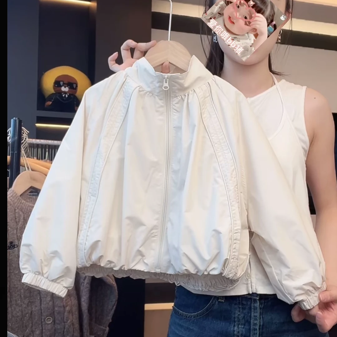 女童春秋装外套2025新款韩版花苞阔形冲锋衣机车立领洋气时尚外套