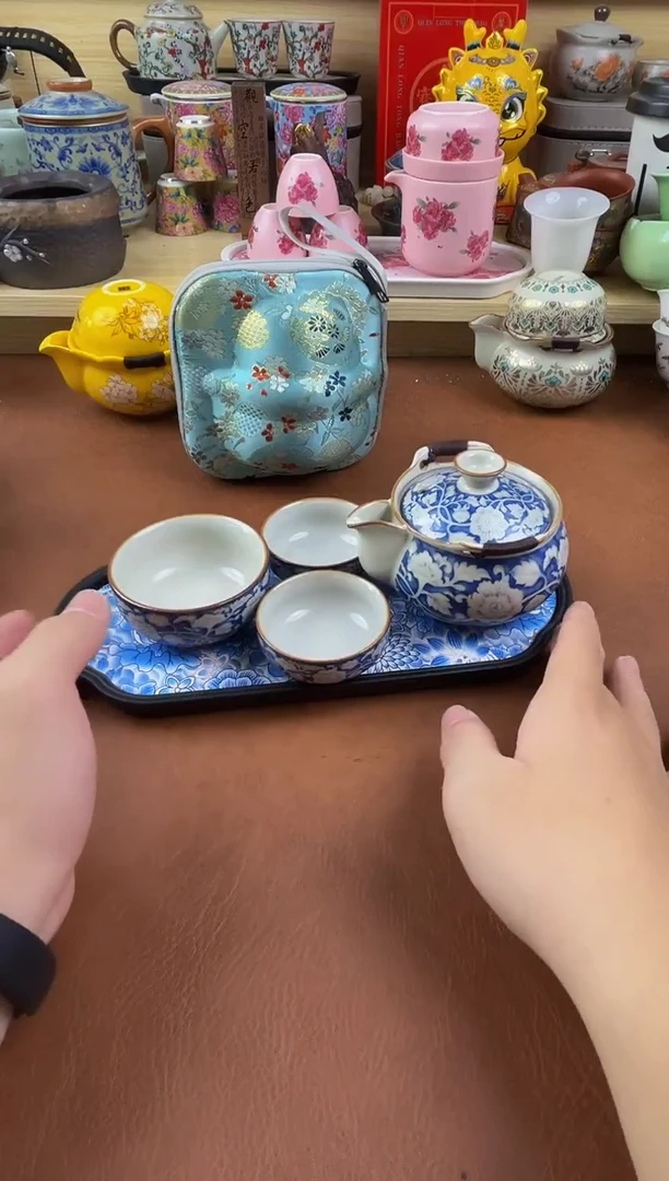 陶瓷茶具摆件旅行套组