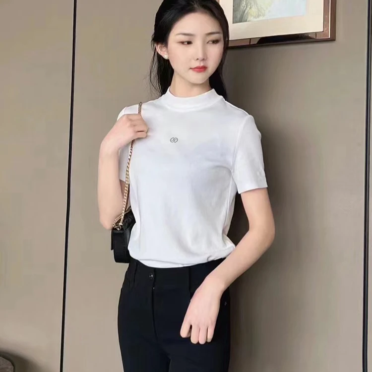 GIRDEAR/哥弟【商场同款】烟管领修身短袖1300606时尚气质显瘦波点