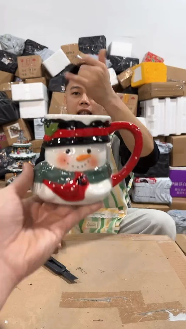 瓷片雪人半身杯