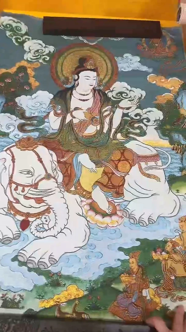 卷轴画刺绣类唐卡  普贤菩萨
