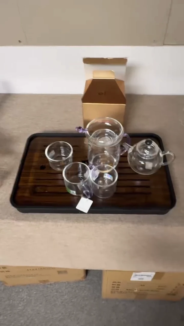 手工艺品玻璃禾器澄然浅紫+奉珠滤网浅紫+星宇壶+清禾杯浅紫