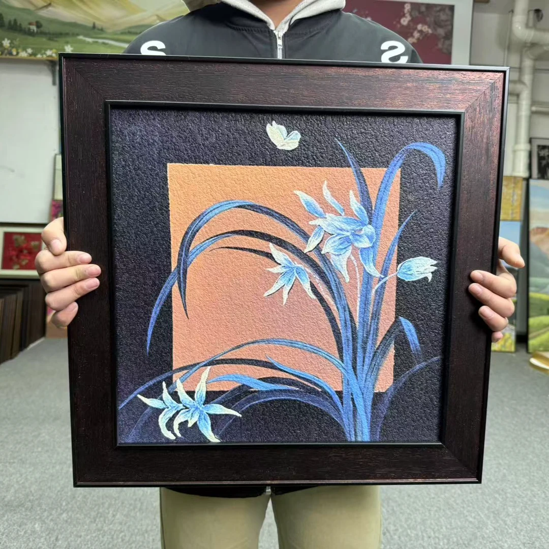 风装饰画法式复古客厅沙发背景墙挂画艺术兰花竹子