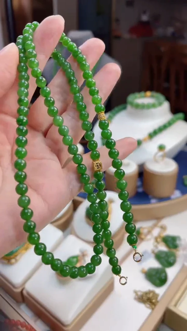 【闪购商品】和田玉项链18K金镶嵌6mm