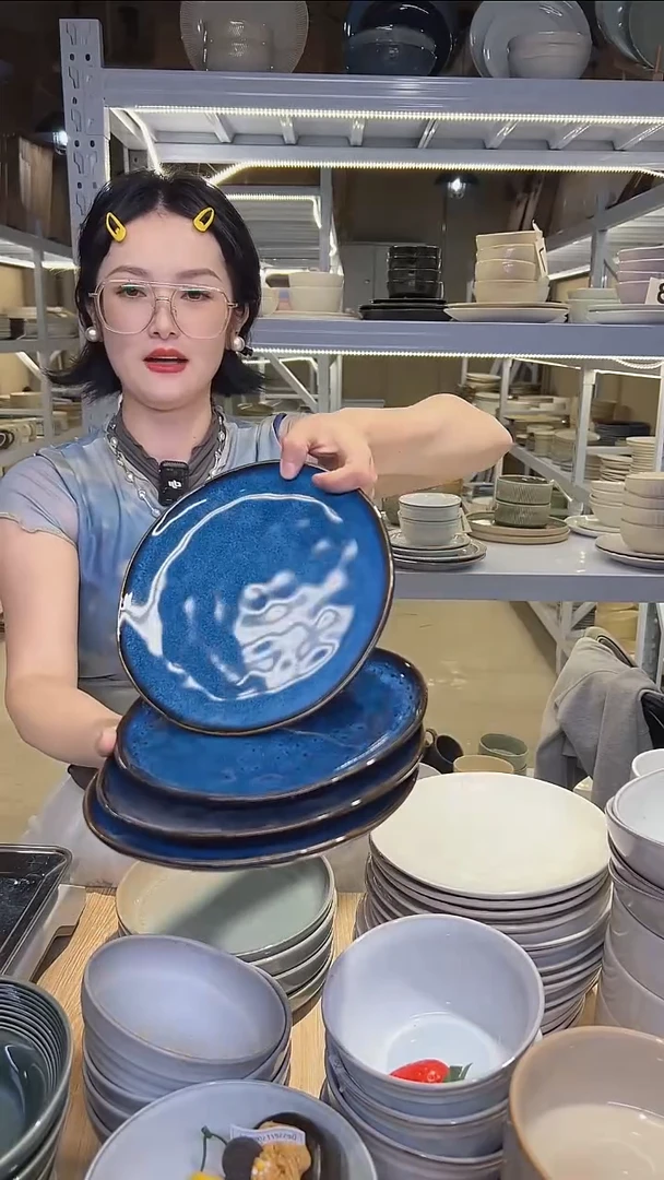 瓷196外贸尾货高温釉下彩陶瓷餐具默认微瑕