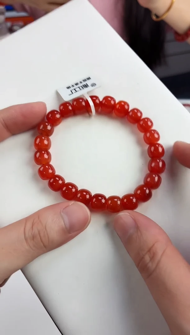 未镶嵌冰红老型手串9*南红玛瑙一个/条