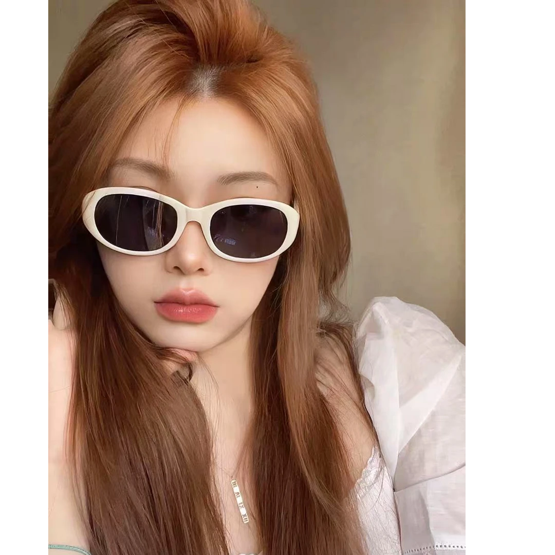 Q024欧美小框椭圆太阳镜女潮网红同款显脸小线美式复古墨镜ins
