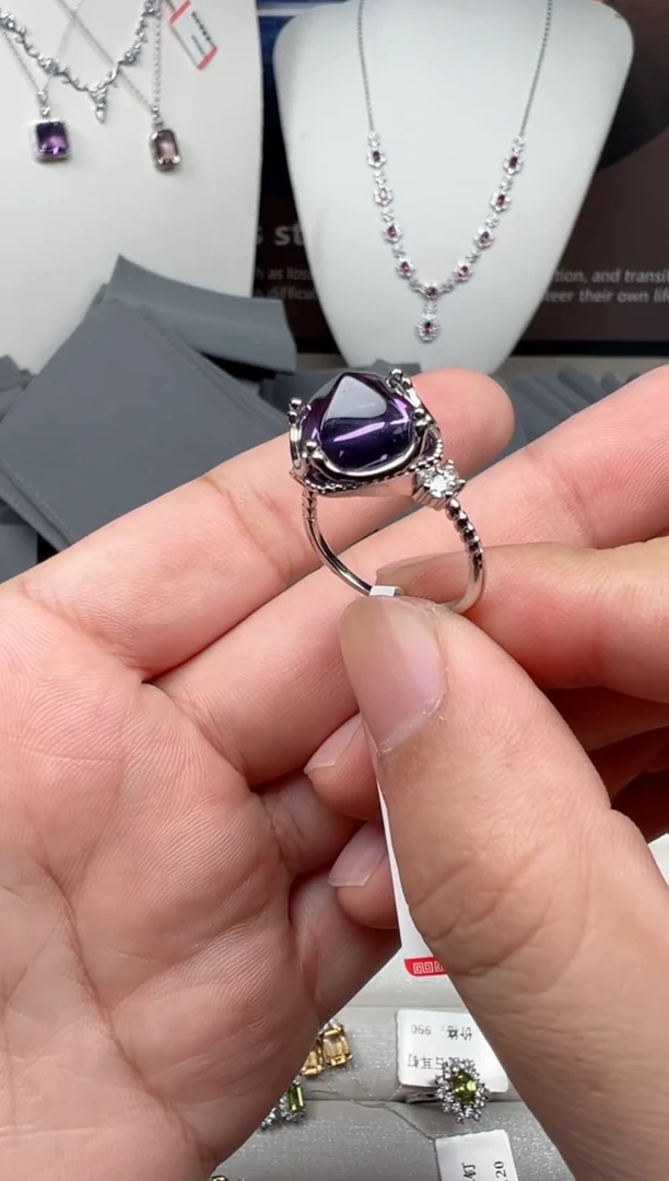 银S925镶嵌戒指紫晶戒指26