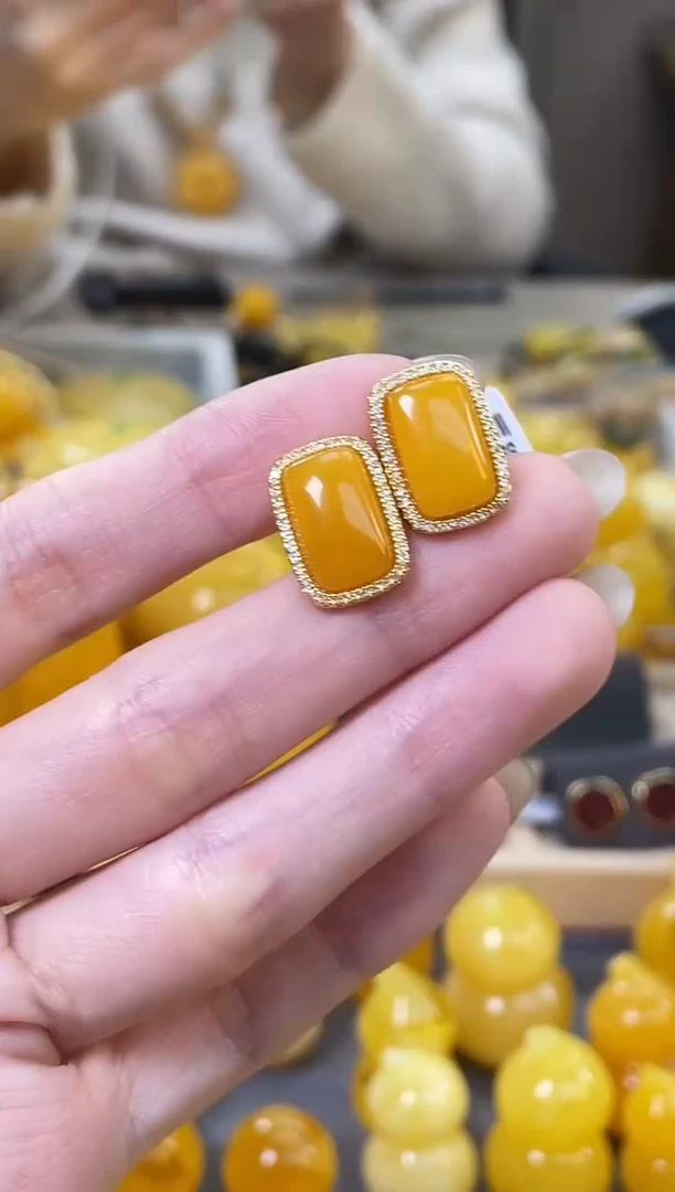 裸石琥珀银S925镶嵌J23