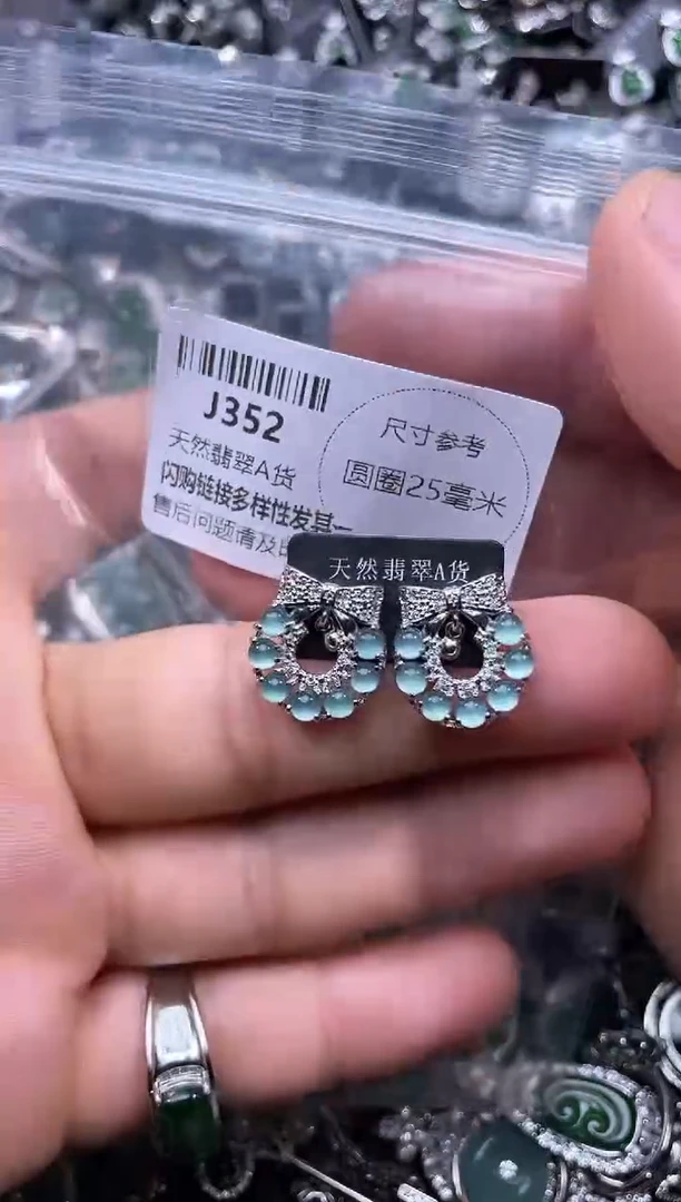 【闪购商品】翡翠颈饰未镶嵌J352耳钉