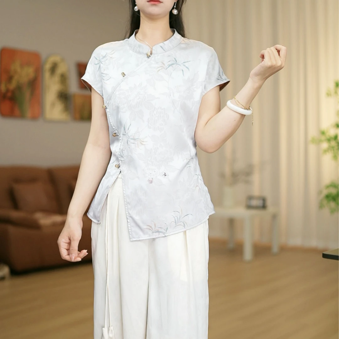 【A627白月光】改良版新中式国风女款复古修身开衫飞袖上衣