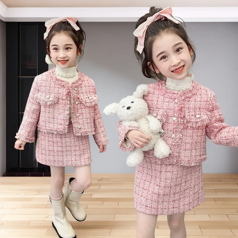 女童装时髦套装2025新款儿童小香风两件套春款女宝女童春款套装