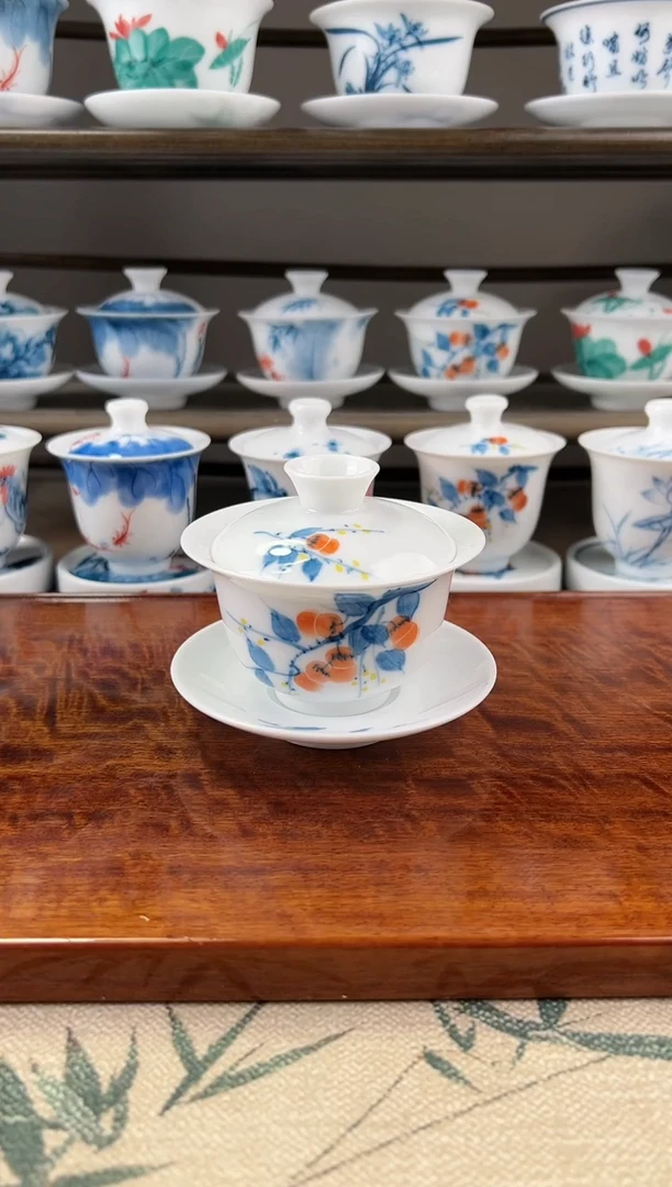 微瑕柿子130ml三才盖碗