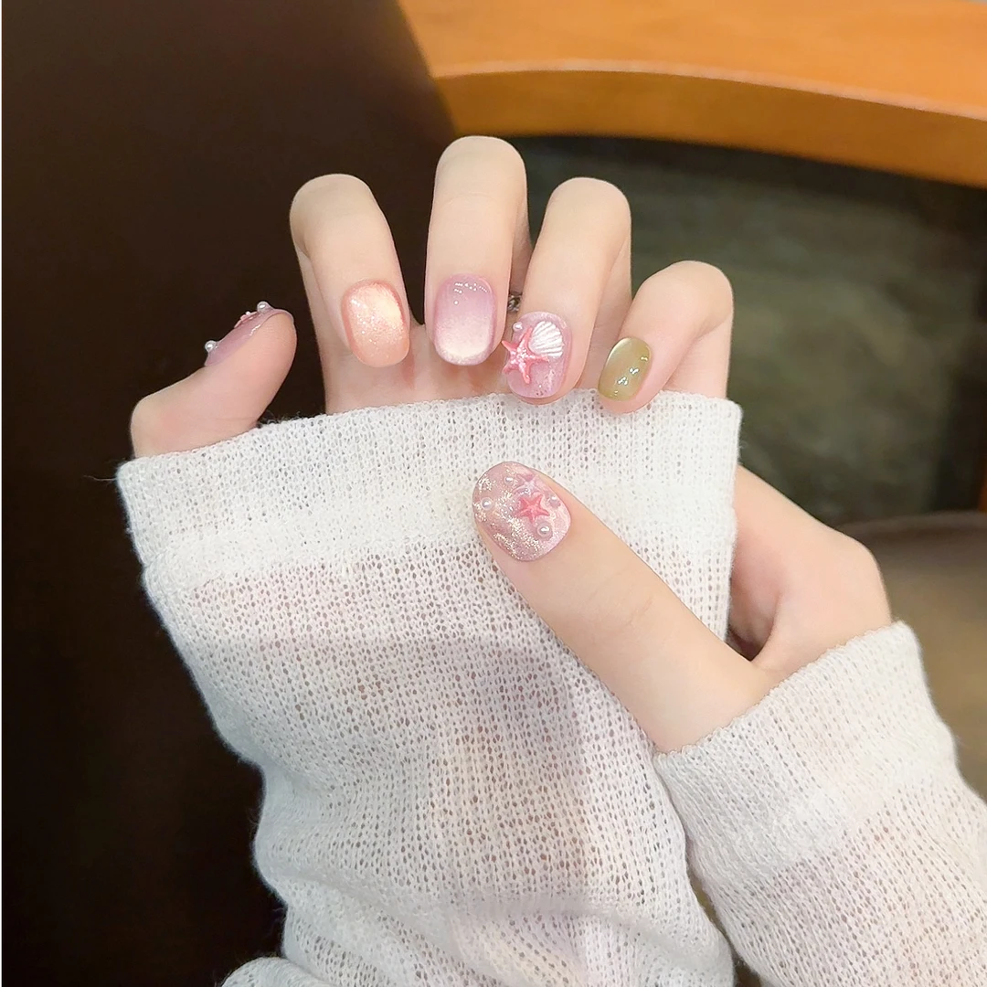 【海星拾贝】小海星豆豆甲穿戴美甲珍珠贝壳夏季显白纯手工指甲贴片