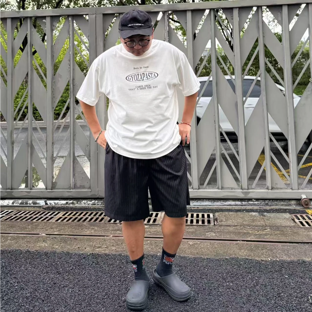 【大头Fatjone合作款】条纹廓形阔腿抗皱垂坠极简老爹五分西装短裤