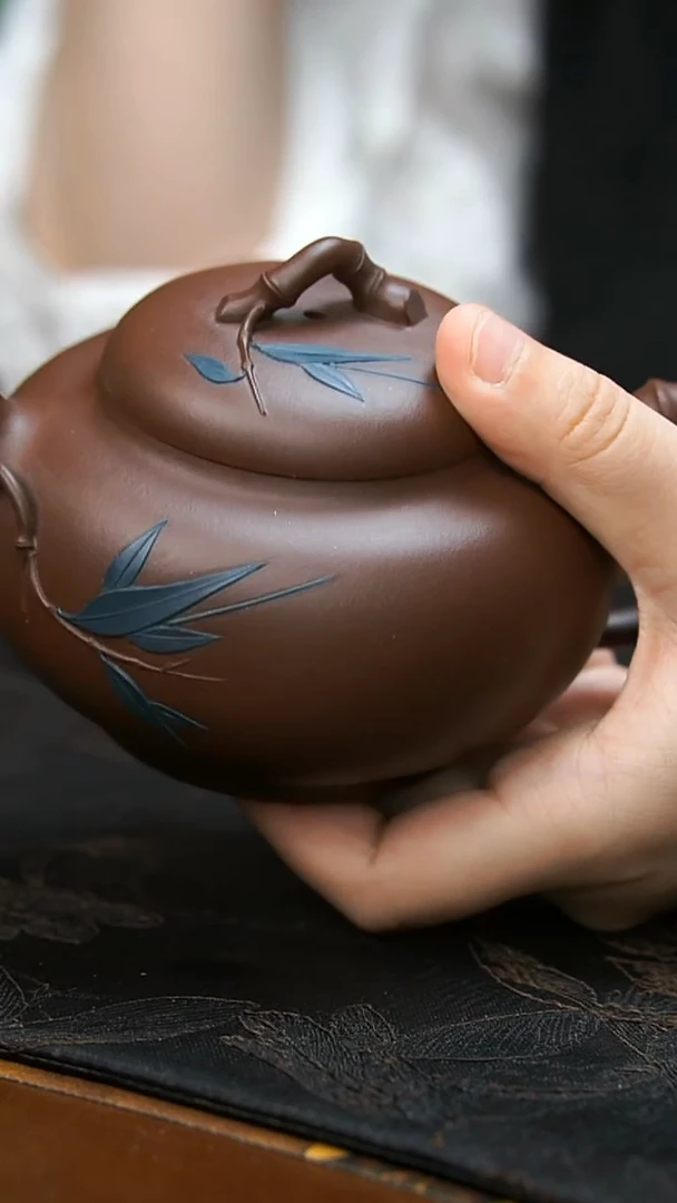 茶壶紫砂竹子老紫泥壶