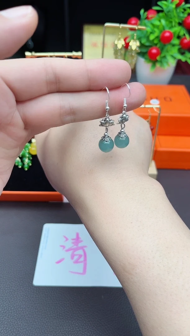 玛瑙/玉髓耳饰银S925镶嵌237000
