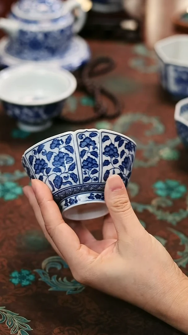 镹日陶柴窑手工手绘青花