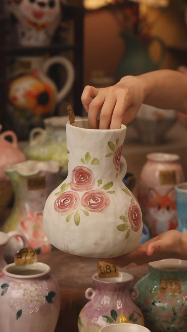 陶瓷057景德镇设计师手作花器摆件侘寂风