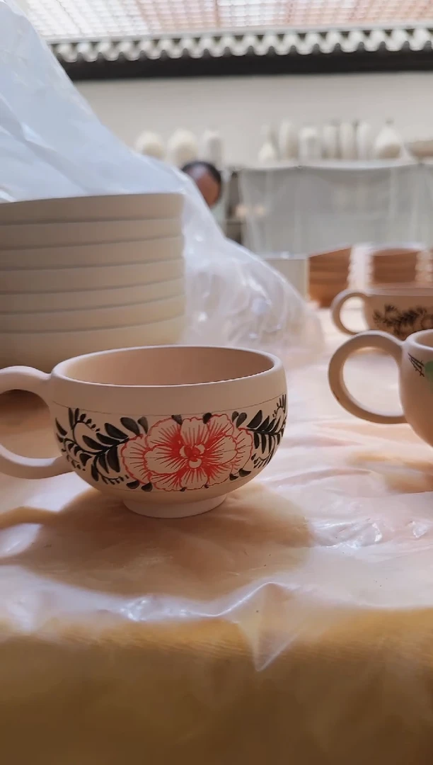 咖啡杯缠枝纹复古红牡丹一个