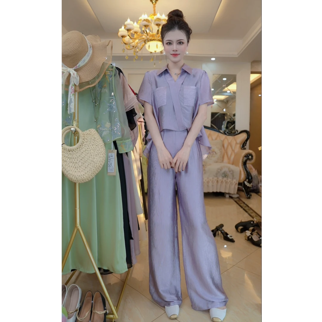 时尚I洋气显瘦设计感2025季短袖休闲两件套女D5082