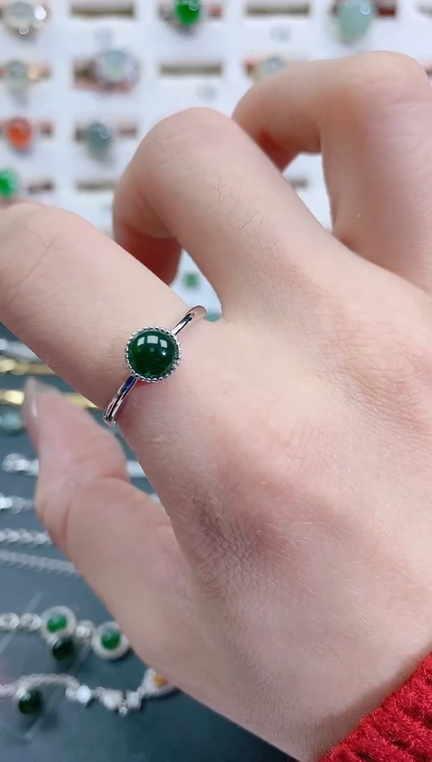 银S925镶嵌戒指翡翠天然翡翠