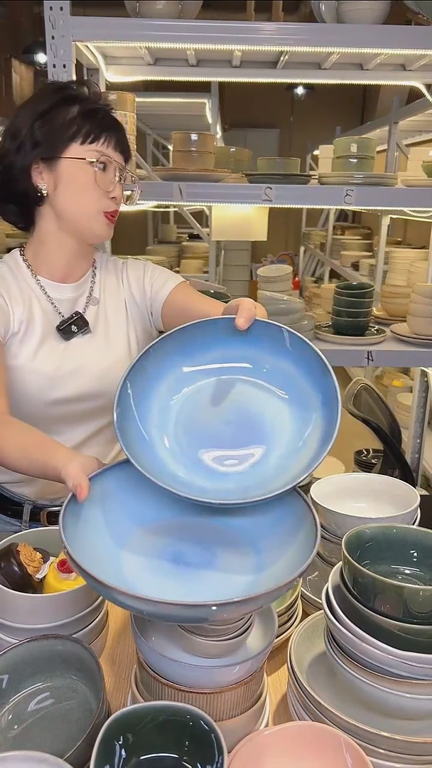 瓷154外贸尾货高温釉下彩陶瓷餐具默认微瑕