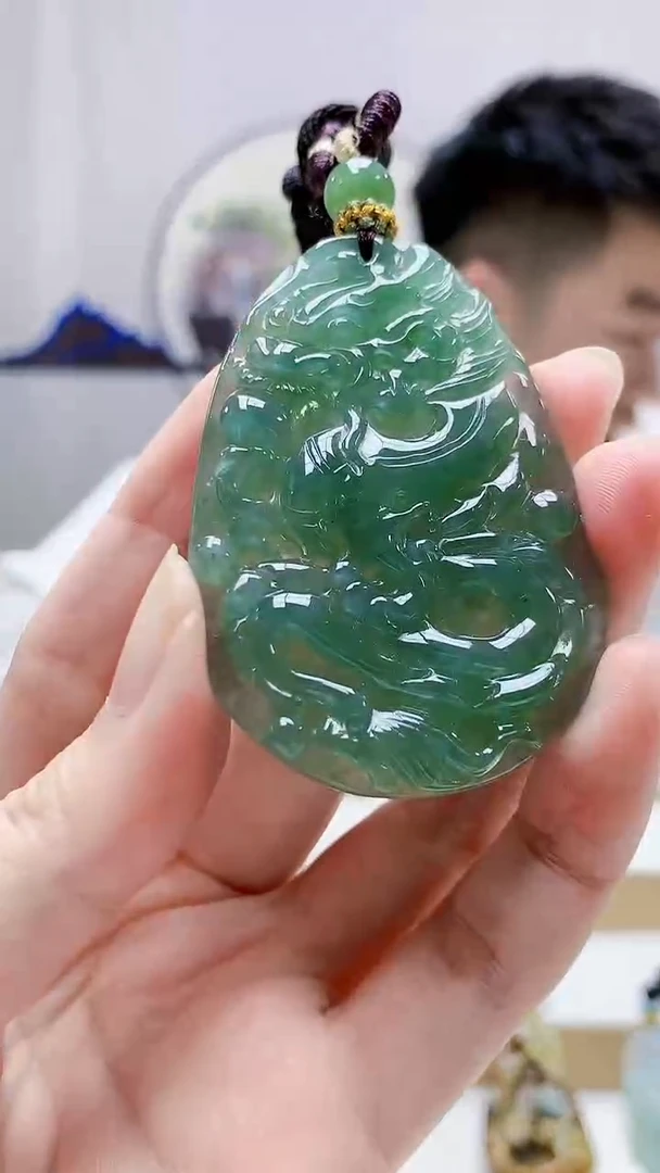 未镶嵌定制翡翠5028zm-毛货挂件58龙牌