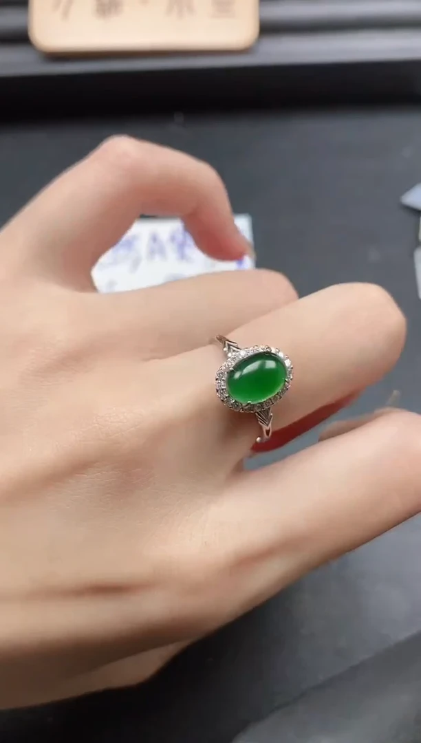 翡翠戒指银S925镶嵌51511