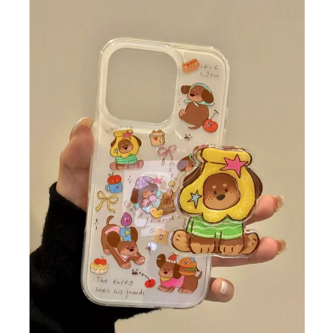 诚星泽小狗嬉戏插画适用苹果17promax手机壳华为vivo小米荣耀oppo