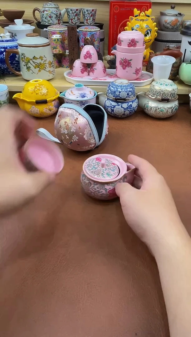陶瓷茶具摆件旅行套组
