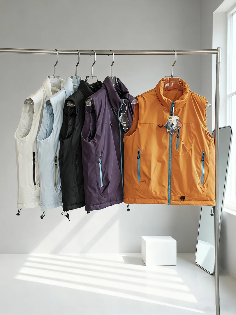 秋冬保暖户外情侣山系机能工装加厚保暖撞色棉马甲夹无袖棉衣坎肩