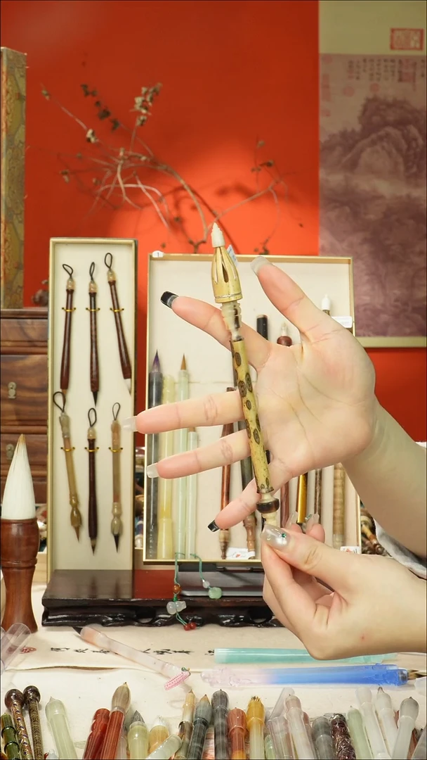 221号闪孤品高货毛笔链接 清水试笔 蘸墨不退