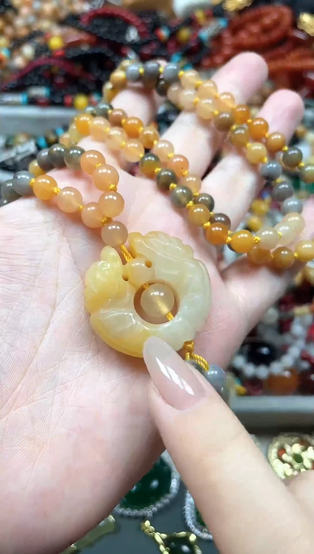 毛衣链未镶嵌石英质玉（金丝玉）多样性发货拍一发一