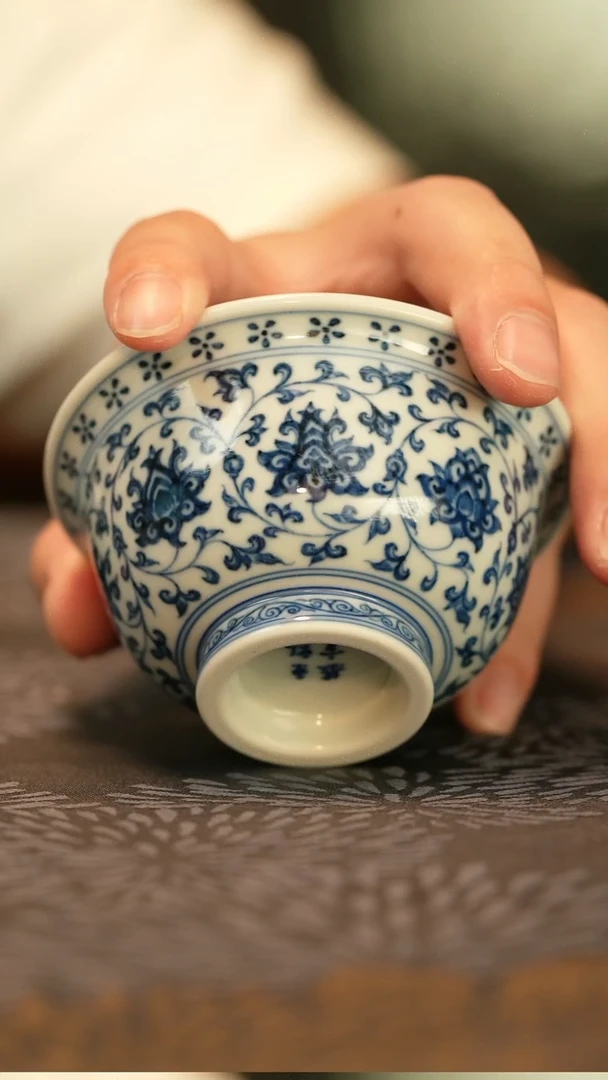 垂虹慕古永乐双狮缠枝莲压手杯