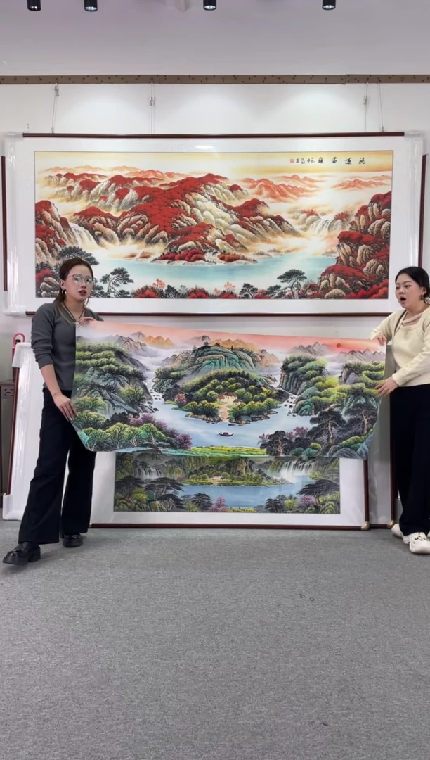 国画旭日东升238*108手绘国画