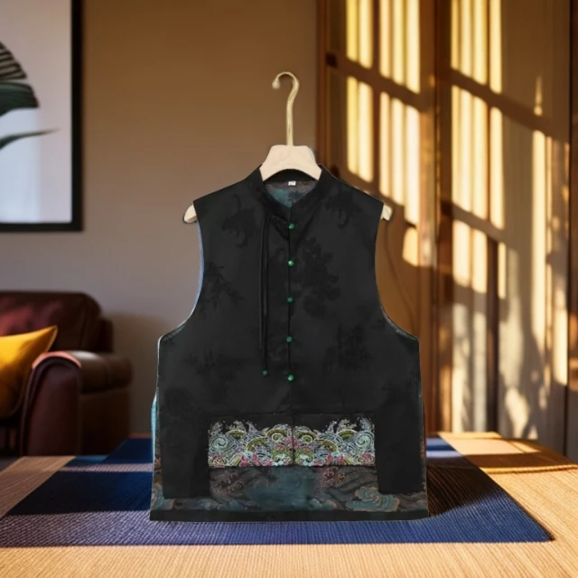 2025新中式国风时尚复古绣花两面穿马甲D1300