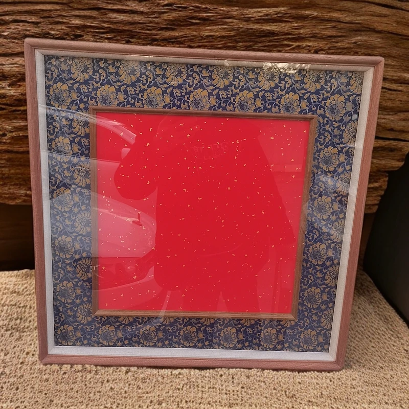 宋锦蓝色多瑙河金丝皇菊纹绣——68x68乌檀木高端框中框【5色卡纸】