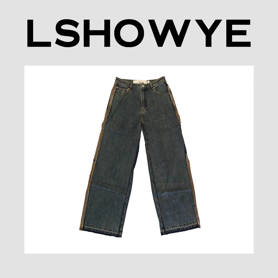LSHOWYE｜撞色毛边牛仔裤L5307