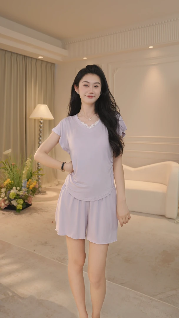 【奶皮慕斯】睡衣女夏季套装甜美纯欲带胸垫可外穿短袖小清新家居服