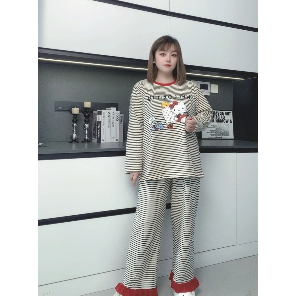 【有运费险】2025秋季新款女士睡衣休闲圆领大码家居服套装FKE25165